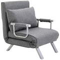 Homcom Single Person Folding 5 Position Convertible Sofa Bed Sleeper Chair Chaise Lounge Couch W Pillow & Steel Frame For Home Office, Light Grey Light Grey Fabric 1 Seat