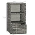 Outsunny Valet Pool Towel Rack, Waterproof Pe Plastic Rattan Wicker Storage Organizer, Indoor Outdoor Spa, And Hot Tub Accessory Storage, 2 Shelves, 1 Basket Drawer, Gray Grey Rattan
