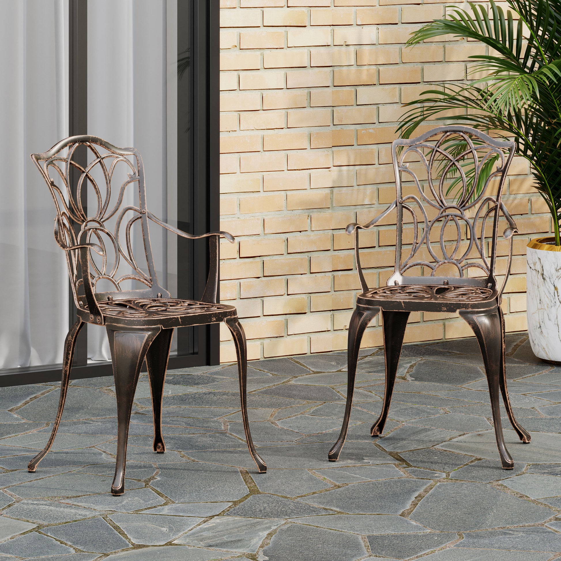 Tucson Dining Chair, Black Copper Set Of 2 Copper Aluminium