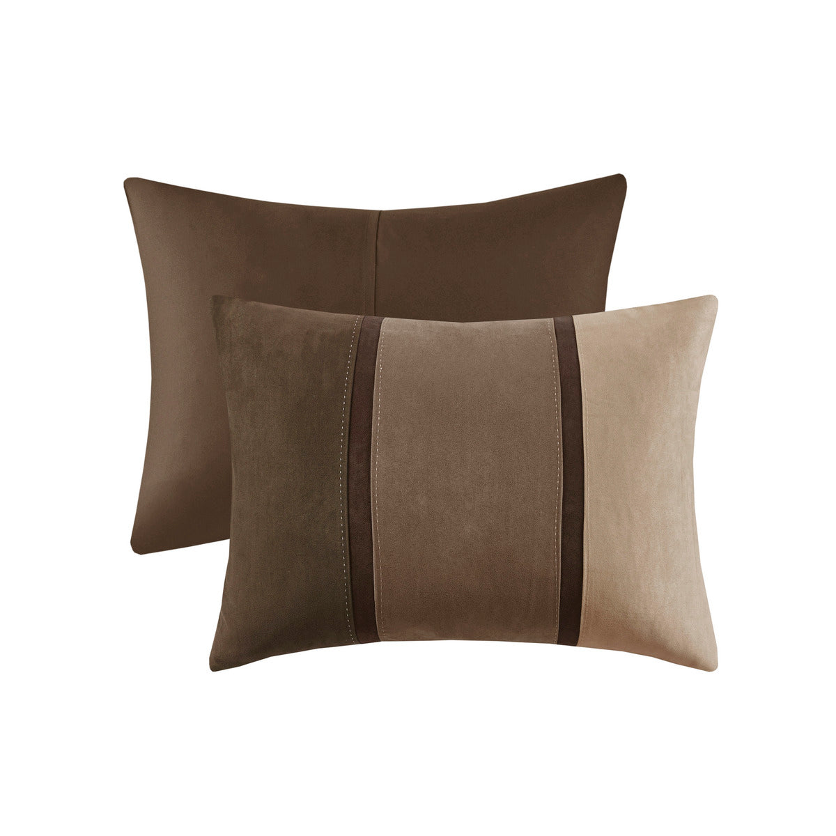 7 Piece Faux Suede Comforter Set Brown King King Brown Polyester