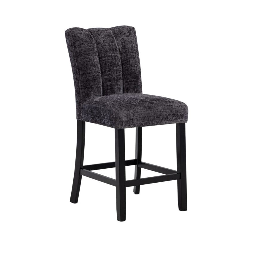 Magaly Dark Grey Bar Stools Kit Of 2 Solid Gray Dining Room Rubberwood Solid Back Set Of 2 Rubberwood Dark Grey Foam Wipe Clean Rectangular Modern Side Chair Foam Mdf