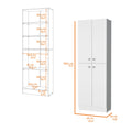 White Pantry Cabinet With 4 Doors And 5 Hidden Shelves White White Shelves Included Wood