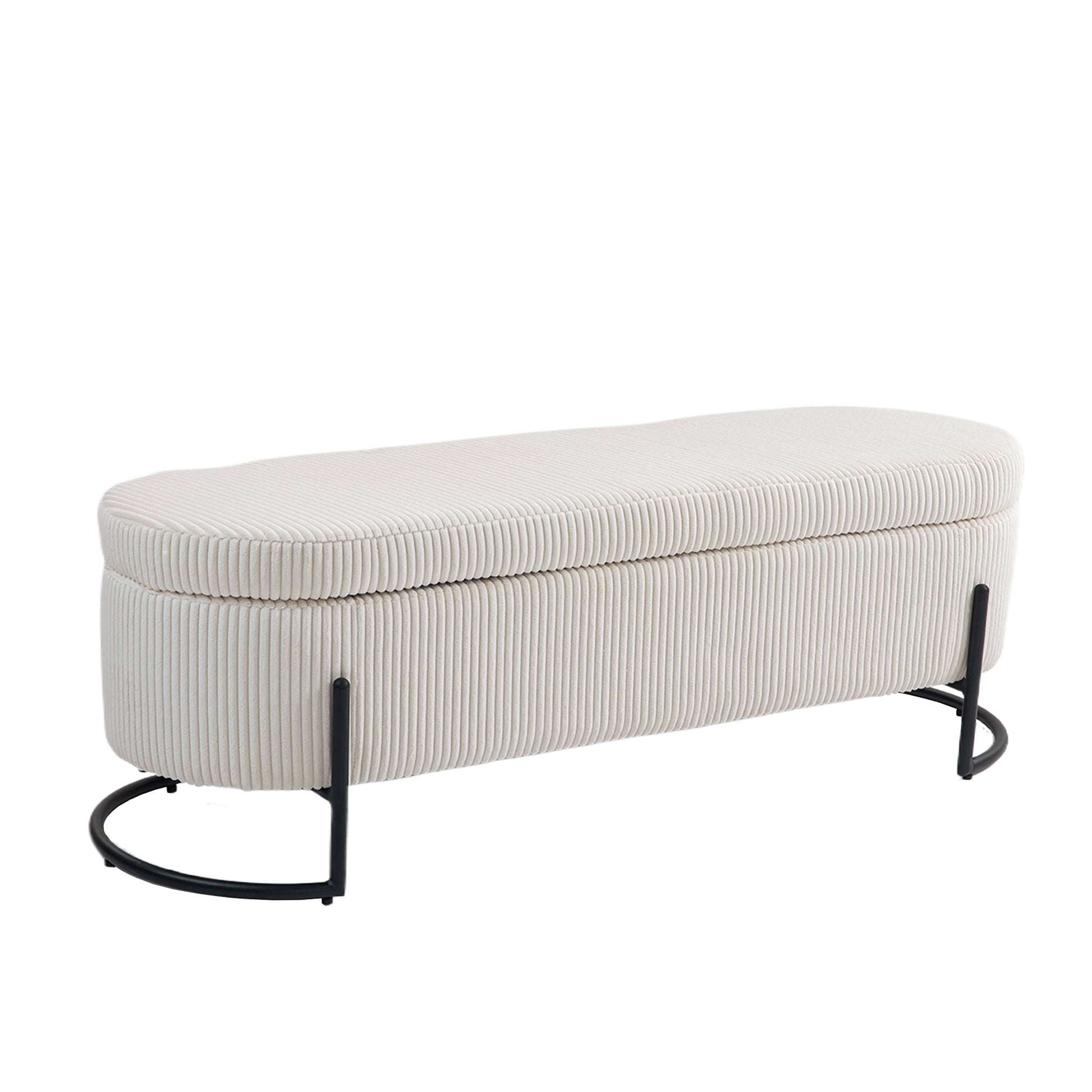 Coolmore Storage Ottoman,Bedroom End Bench,Upholstered Fabric Storage Ottoman With Safety Hinge, Entryway Padded Footstool, Ottoman Bench For Living Room & Bedroom Beige Beige Foam Velvet