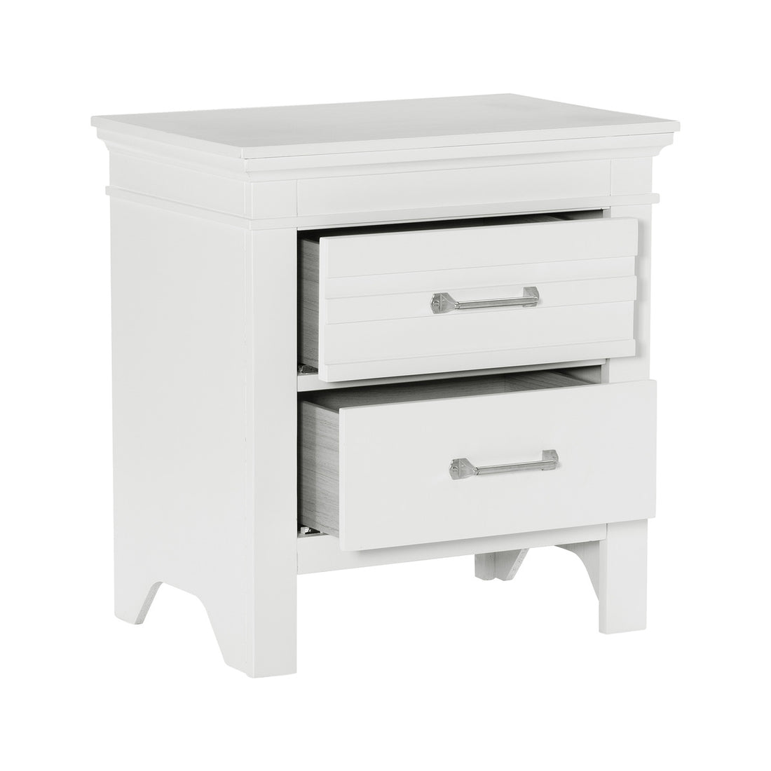 2 Drawers White Finish Nightstand Transitional Style Wooden Bedroom Furniture 1Pc Bed Side Cabinet Table White 2 Drawers Drawer Storage Bedroom Transitional Wood