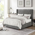 Full Size Modern Design Bed Frame Upholstered Queen Bed Frame Platform With Headboard Corduroy Headboard Wooden Slats Support, No Box Spring Needed,Mattress Foundation,Dark Grey Full Dark Grey Corduroy