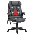 Homcom High Back Vibration Massage Office Chair With 6 Vibration Points, Heated Reclining Pu Leather Computer Chair With Armrest And Remote, Dark Brown Brown Pu