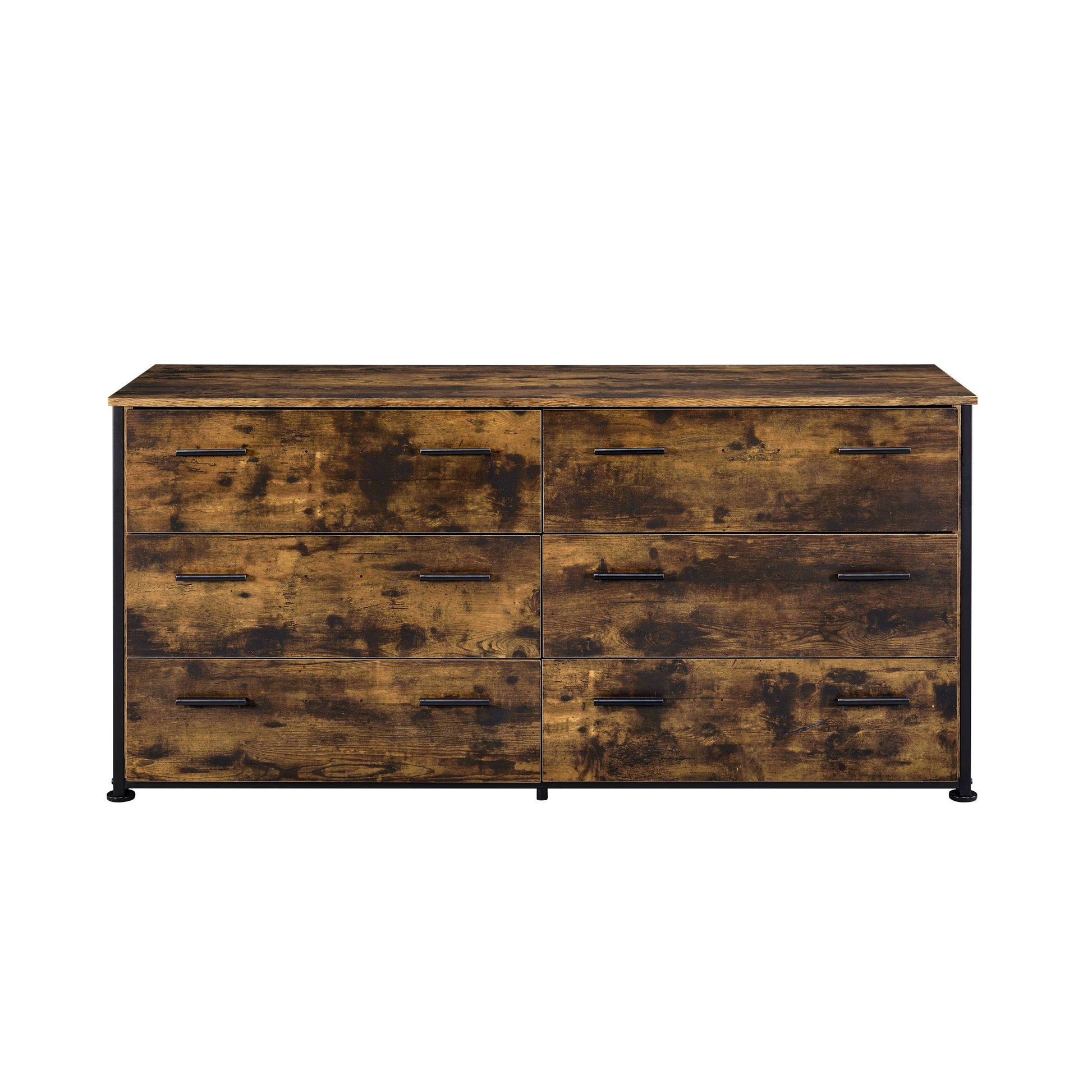 Rustic Oak And Black 6 Drawer Dresser Rustic Bedroom Wood Metal
