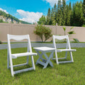 Hips Foldable Small Table And Chair Set With 2 Chairs And Rectangular Table White White Hdpe