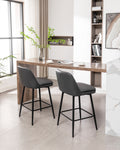 Counter Height Swivel Bar Stools Set Of 2, 360 Swivel Upholstered Barstools With Back And Metal Legs, 25.6