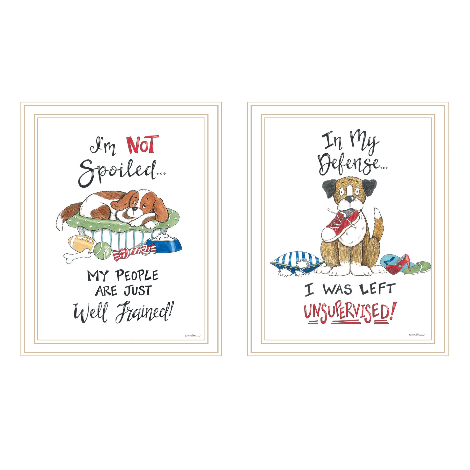 2 Piece Vignette I Was Left Unsupervised White Framed Wall Art For Living Room, Bedroom Wall Art Print For Home Decor By Deb Strain Multicolor Wood Paper