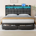 Bed 778King Dg Clb King Dark Gray Wood Fabric