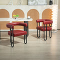 Coolmore Contemporary Designed Pu Fabric Upholstered Accent Dining Chair Barrel Side Chairs Kitchen Armchair For Living Room Set Of 2 Wine Red Pu Wine Red Foam Pu Leather