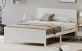 Wood Platform Bed Frame With Headboard, Mattress Foundation With Wood Slat Support, No Box Spring Needed, King Size, White Box Spring Not Required King White Wood Solid Wood Mdf