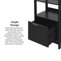 Transitional Narrow Bookshelf With Drawer On Bottom Black Black Mdf Mdf