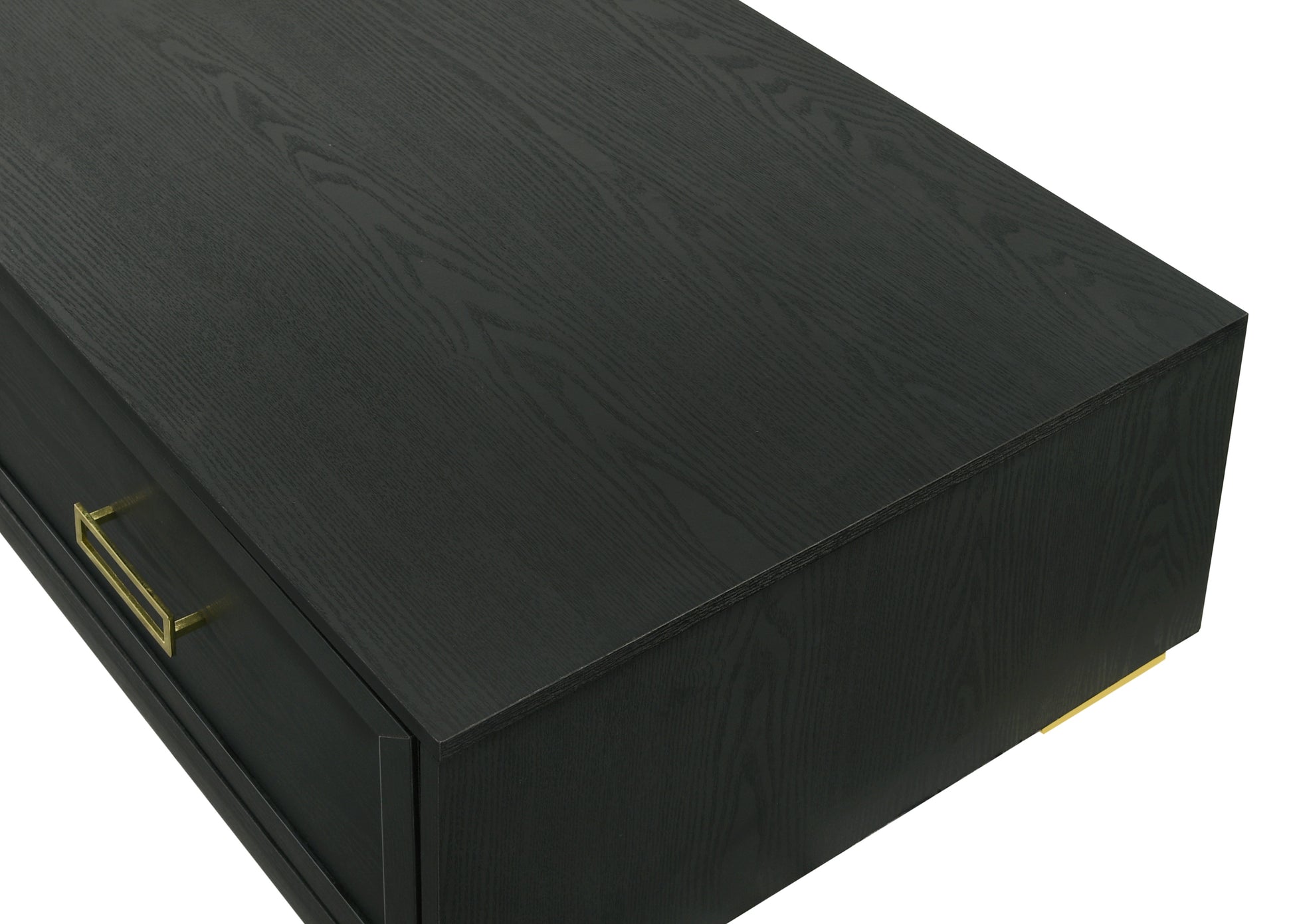 1Pc Contemporary Coffee Table Storage Drawers Black Gold Finish Metal Pull Knob Living Room Wooden Modern Furniture Black,Gold Primary Living Space Contemporary,Modern,Ultra Modern Drawers
