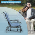 Outsunny 3 Piece Outdoor Gliders Set Bistro Set With Steel Frame, Tempered Glass Top Table For Patio, Garden, Backyard, Lawn, Light Blue Blue Steel