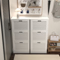 Wooden Shoe Cabinet For Entryway, White Shoe Storage Cabinet With 3 Flip Doors 20.94X9.45X43.11 Inch White Mdf