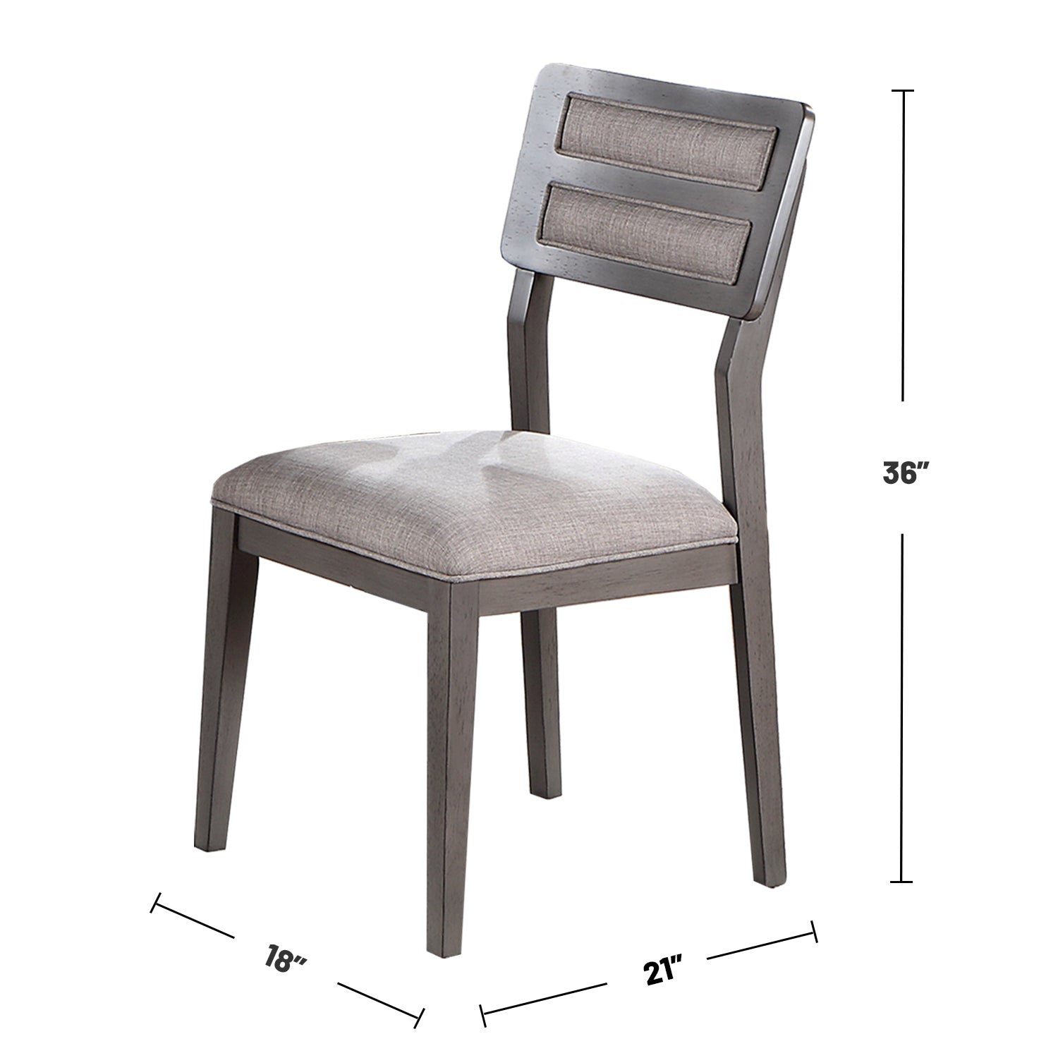 Set Of 2 Upholstered Dining Chairs, Grey Solid Grey Rectangular Set Of 2 Fabric,Mdf