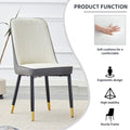 Table And Chair Set.The Table Has A Glass Top With Imitation Marble Pattern Stickers And Stainless Steel Golden Legs. Paried With Chairs With Pu Artificial Leather Backrest Cushions And Black Legs. Black Gold Seats 8 Glass Metal