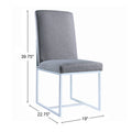 Set Of 2 Upholstered Dining Chairs With Chrome Metal Frame, Grey Solid Grey Dining Room Rectangular Side Chair Set Of 2 Chrome,Fabric