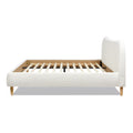 Roman Curved Headboard Upholstered Platform Bed, King, Ivory White Boucle Box Spring Not Required King White Wood Foam Boucle Boucle