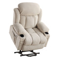 Power Lift Recliner Chair With Heat And Massage Electric Fabric Recliner Chair For Elderly With Side Pocket, Usb Charge Port, Remote Control For Living Room Beige A B Beige Velvet Metal Soft Heavy Duty Cotton Velvet