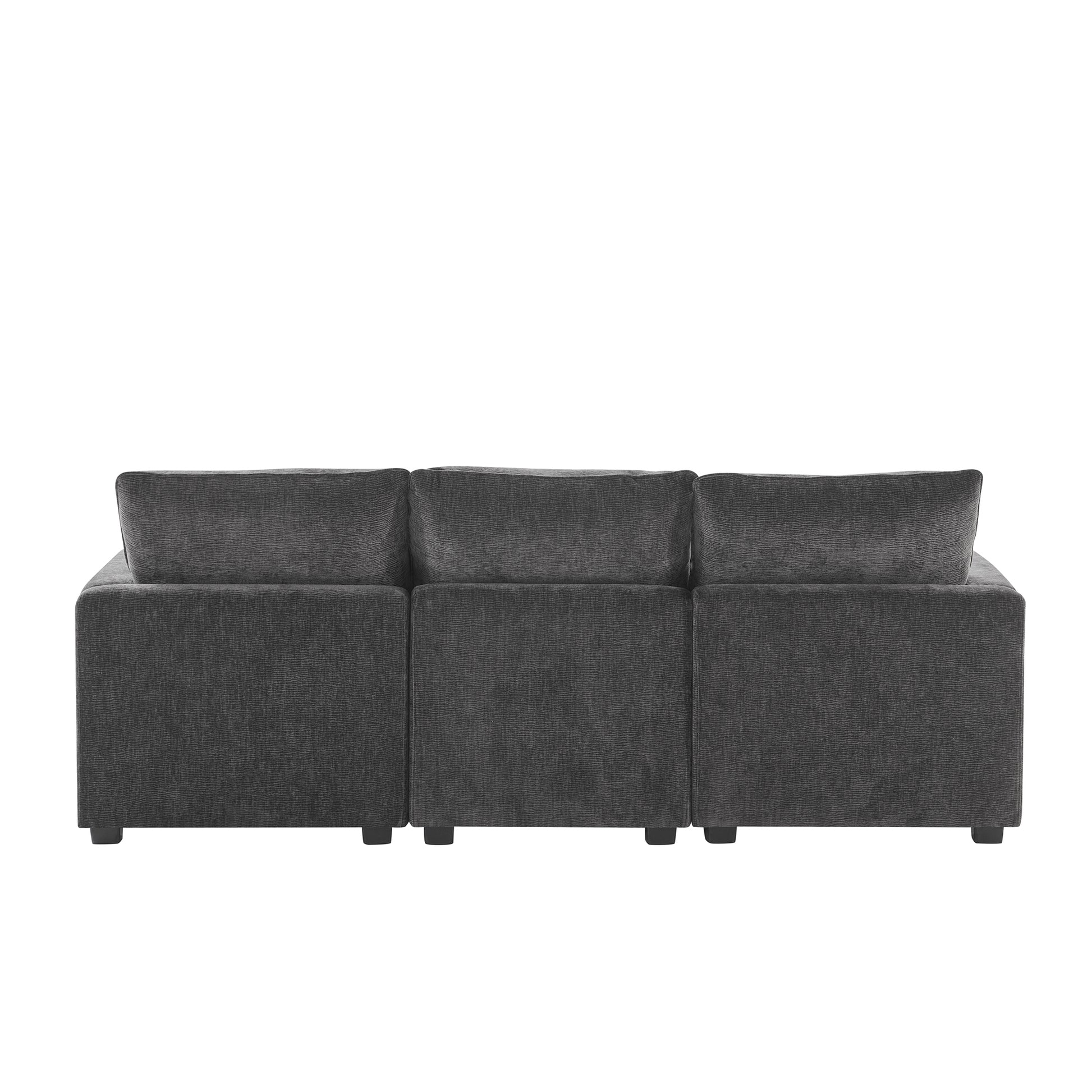 84*57" Modern Modular Sofa, 4 Seat Chenille Sectional Couch Set With 2 Pillows Included, Freely Combinable Indoor Funiture For Living Room, Apartment, Office, 2 Colors Black Grey Chenille 4 Seat