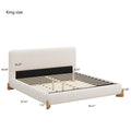 Elegant Boucle Upholstered Bed, A Luxurious And Comfortable Bedroom Centerpiece, King Size, White King White Wood Nature Bedroom Bed Frame Boucle Polyester