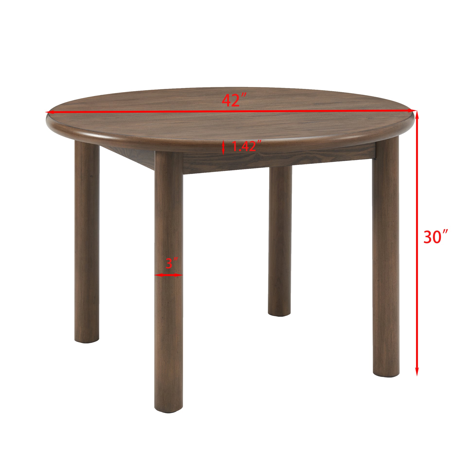 42" Round Dining Table For 4 Person, Retro Kitchen Table, Wooden Dinner Room Table With Solid Wood Legs For Home Kitchen Restaurant Living Room, Ultra Easy To Assemble Walnut Solid Wood Mdf