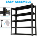 83.86 Inch Tall Black Metal Shelves With 5 Removable Dividers Are High Capacity And Load Bearing For Garages, Kitchens And Offices. 5 Black Standard Primary Living Space Horizontal Open Back Metal American Design,American Traditional,Modern Adjustable