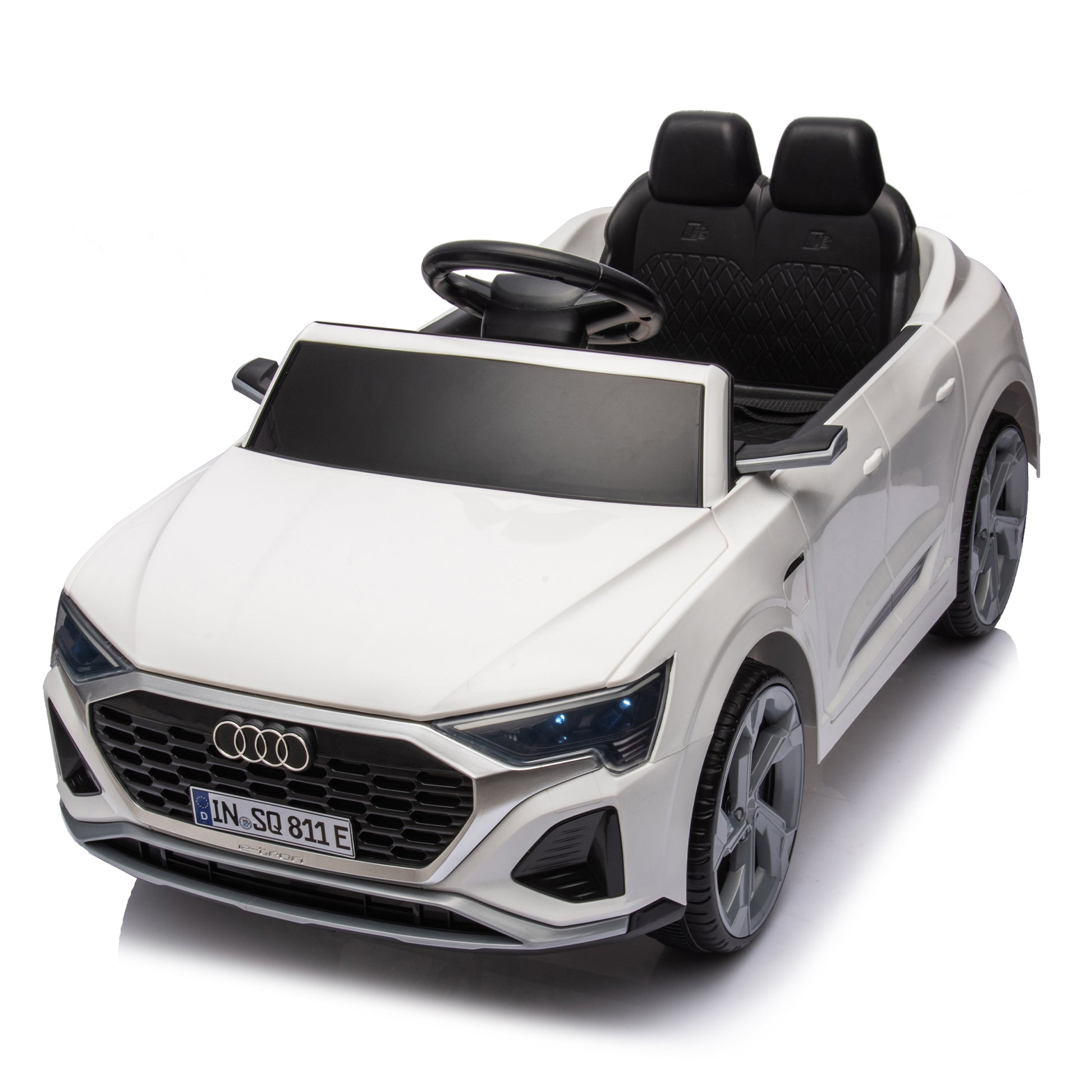 12V Kids Ride On Electric Car W Parents Remote Control,Licensed Audi Sq8 For Kids,Dual Drive,Suspension,Hanging Start,Three Speed Adjustable Music,Volume Control,Led Lights For Kids Aged 3 6. White 50 99 Lbs Polypropylene