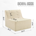Fireside Chair, Lazy Floor Sofa Couch, Teddy Velvet Bean Bag Chair, Tatami Sofa With High Resilience Foam For Living Room, Bedroom, Office Salon, Khaki Khaki Soft Foam Foam,Teddy
