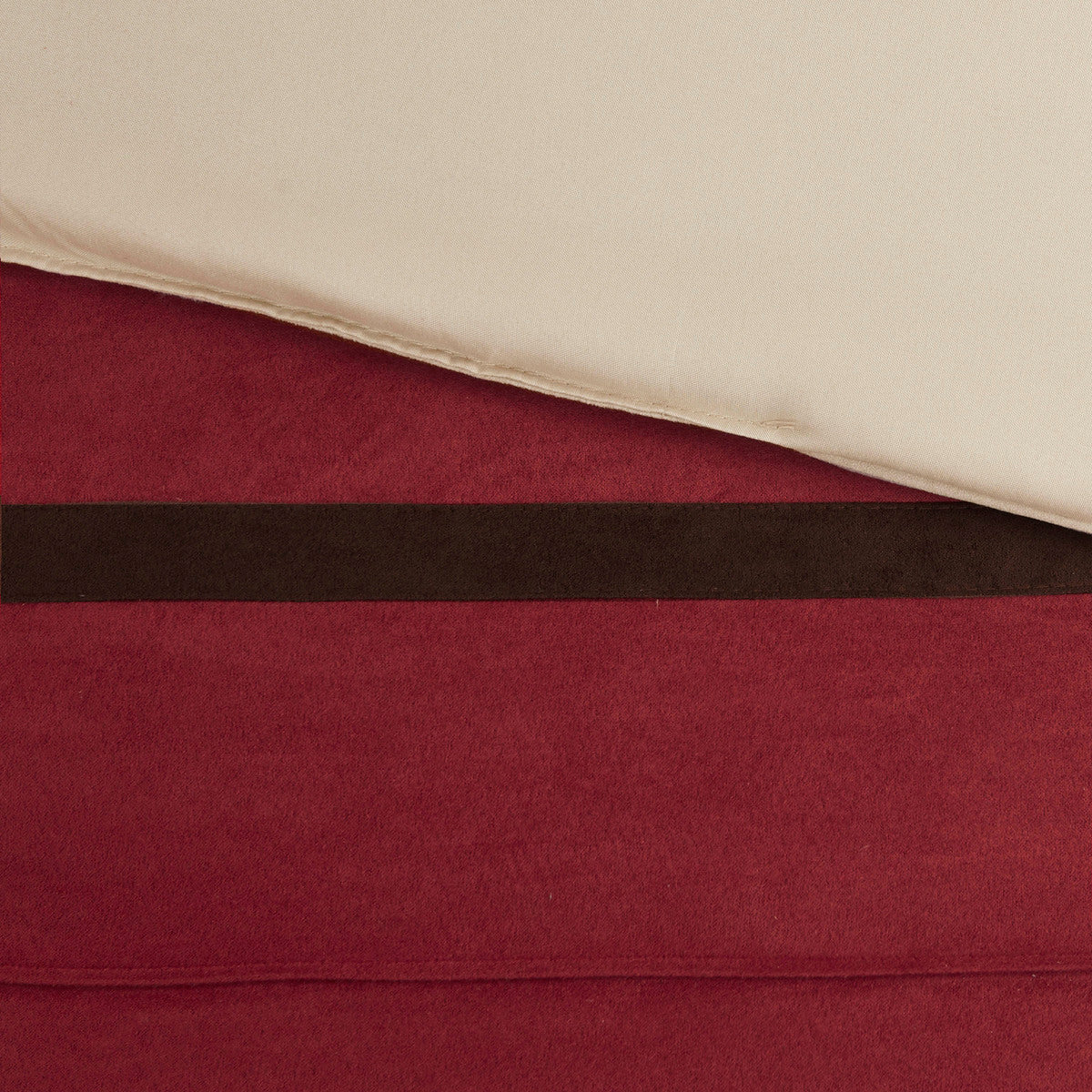 7 Pc Pieced Faux Suede Comforter Set Red King King Red Polyester