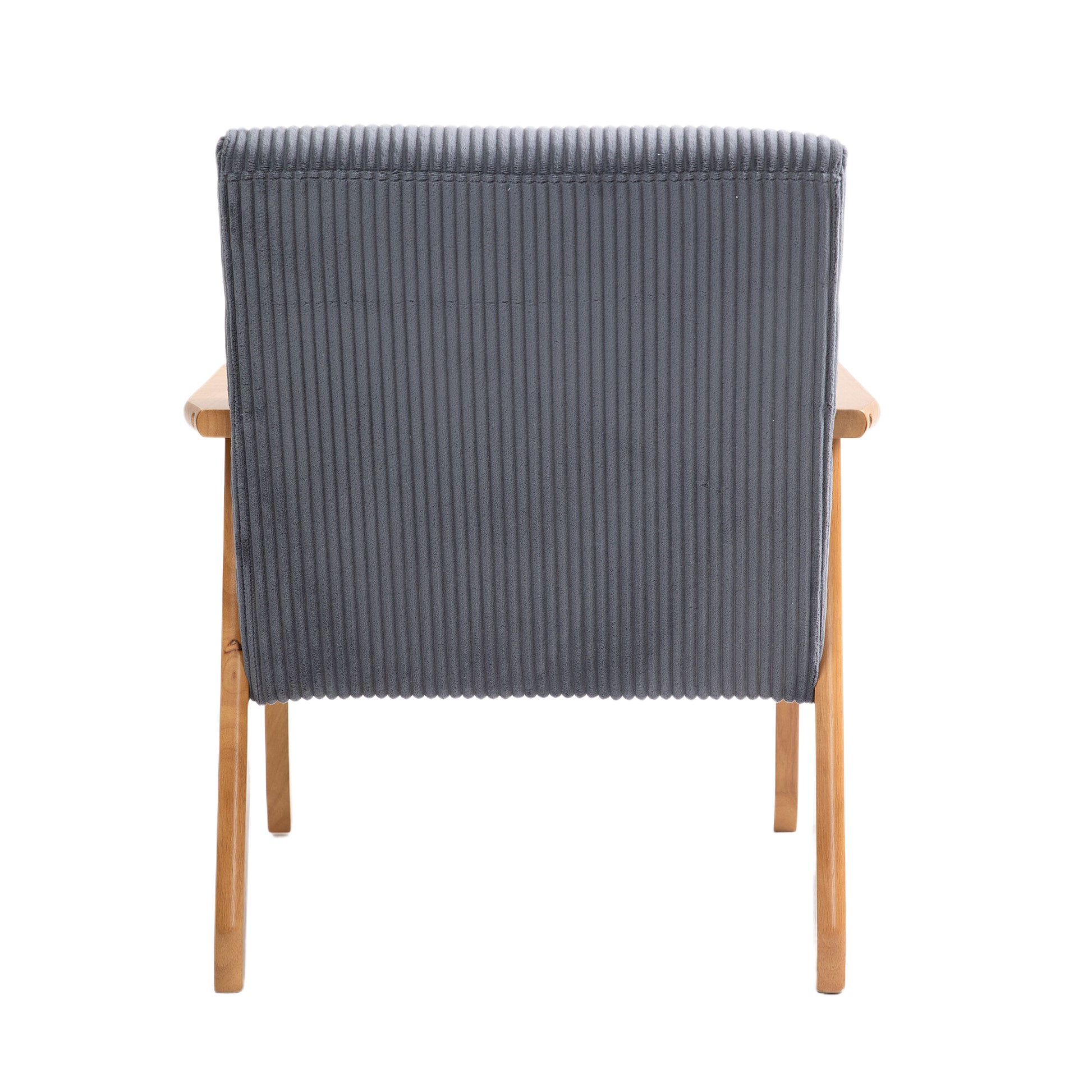 Leisure Chair With Solid Wood Armrest And Feet, Leisure Chair, Wood Frame, Velvet, L, Solid Rubber Wood Legs, Mid Century Modern Accent Chair, For Living Room Bedroom Studio Chair Dark Gray Corduroy