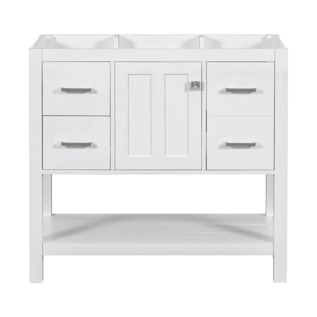 Cabinet Only 36" White Modern Bathroom Vanity With Usb Sink Not Included White Solid Wood Mdf Resin