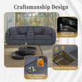 United We Win Corduroy Fabric, Two Cup Holders, Storage, Oversized Two Seat, Solid Wood Frame, High Quality Sponge Filling, Curved Placement Sofa Dark Gray Corduroy 2 Seat