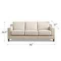 Bella Leather Sofa Beige Genuine Leather Wood Primary Living Space Medium Firm Cushion Back Mid Century Modern Eucalyptus Square Arms Down Filling Genuine Leather 3 Seat