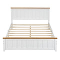 Queen Size Wood Platform Bed Wooden Slat Support, Vintage Simple Bed Frame With Rectangular Headboard And Footboard, White Box Spring Not Required Queen White Wood