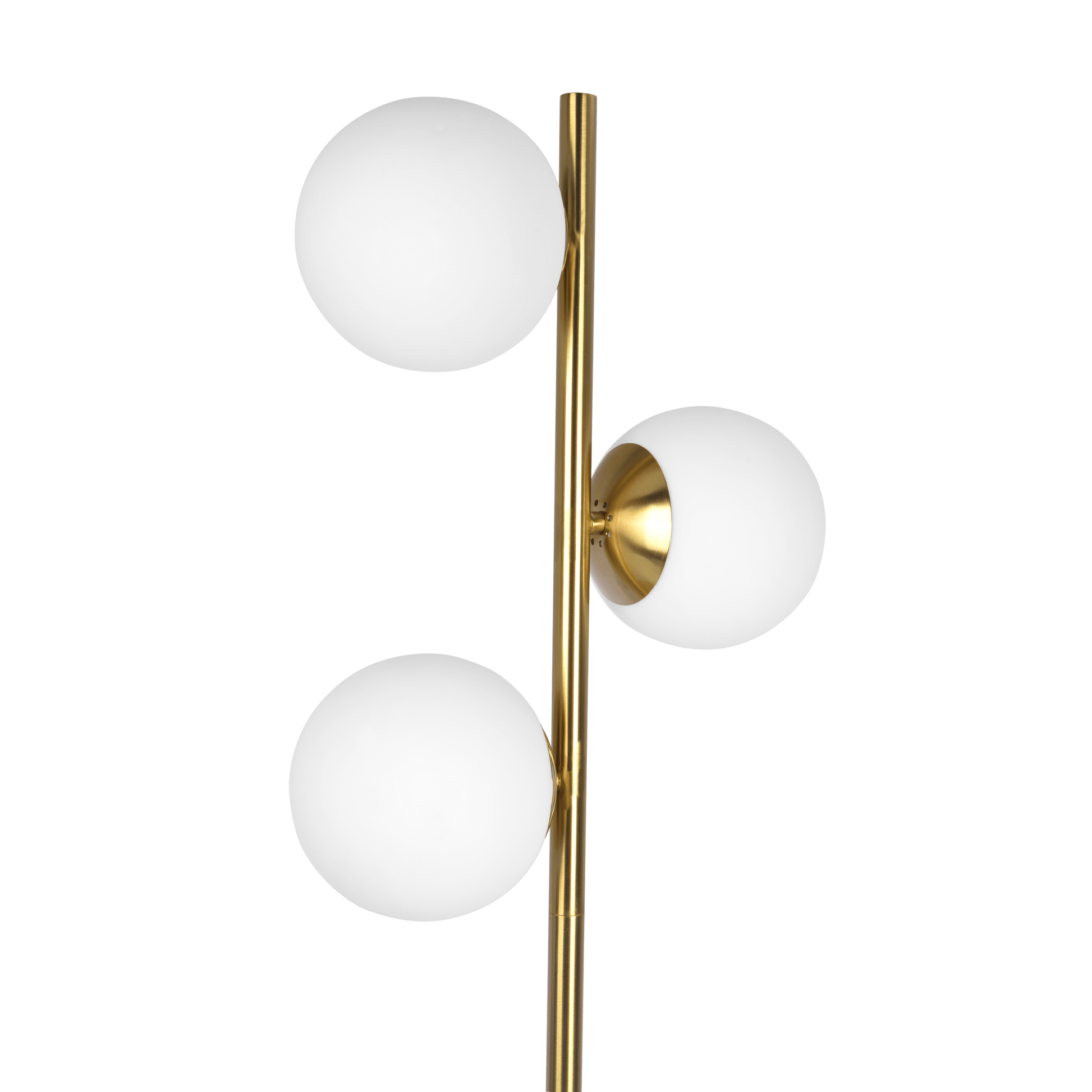 Brilliance Modern Gold Brush Floor Lamp, Opal Glass Shades And Round Metal Base Clear,Gold Brass,Glass