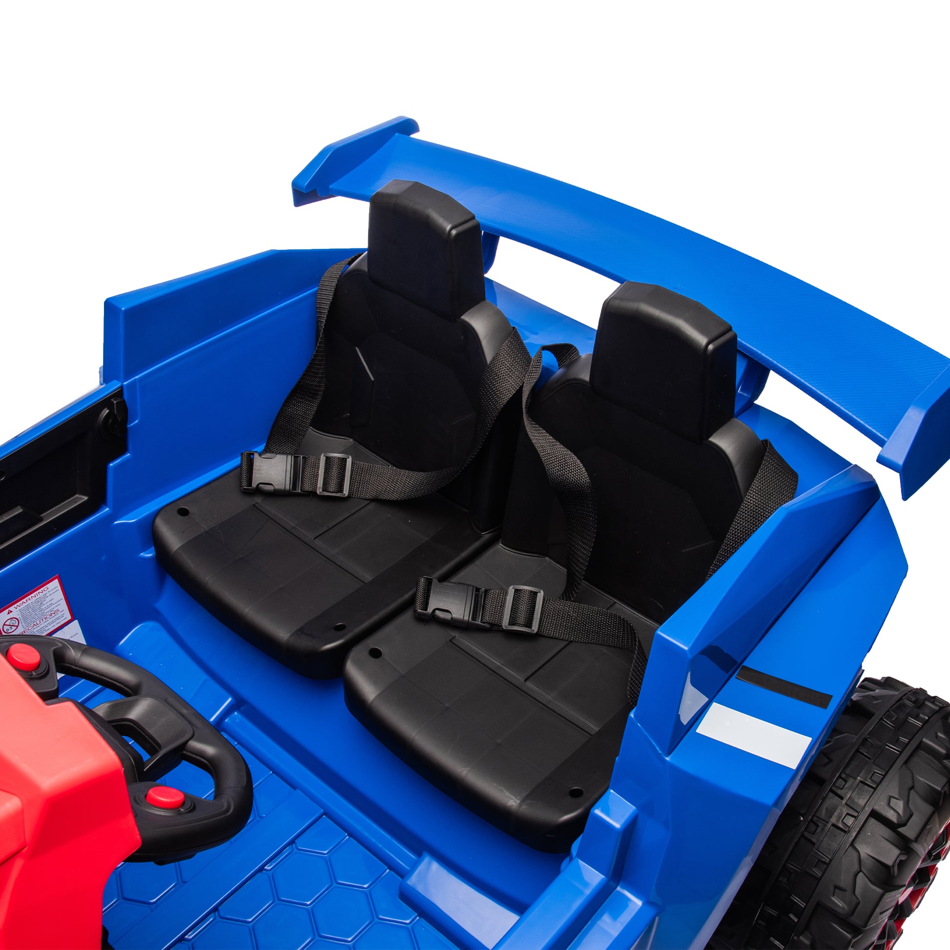 24V Two Seater Kids Ride On Electric Car W Parents Control,Seat Width 20.47In,2Wd,Four Wheel Suspension,The Police Car With A Megaphone,Power Display,Bluetooth,Mp3,Usb Tf,Music,Led Lights For Kids. Blue Red Polypropylene