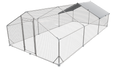 Large Metal Chicken Coop Walk In Poultry Cage Hen Run House Rabbits Habitat Cage Spire Shaped Coop With Waterproof And Anti Ultraviolet Cover 19.7' L X 9.8' W X 6.4' H Silver Metal