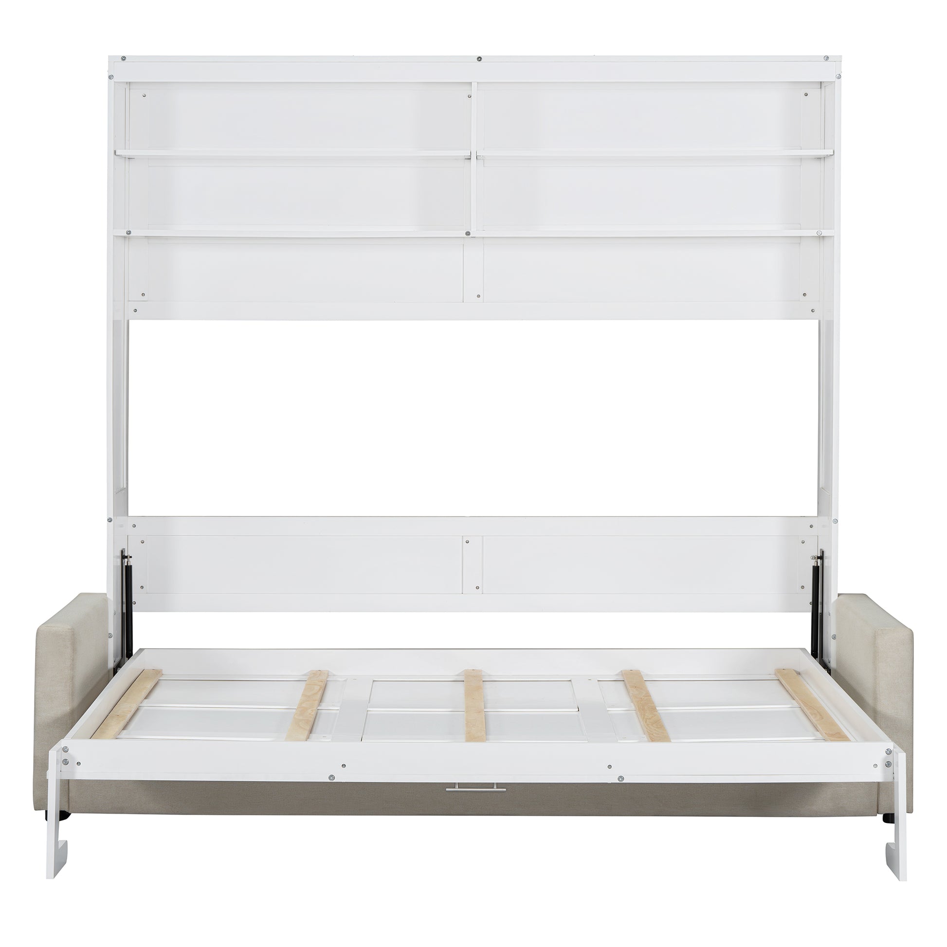 Queen Size Murphy Bed Wall Bed With Sofa,White Queen White Mdf Lvl