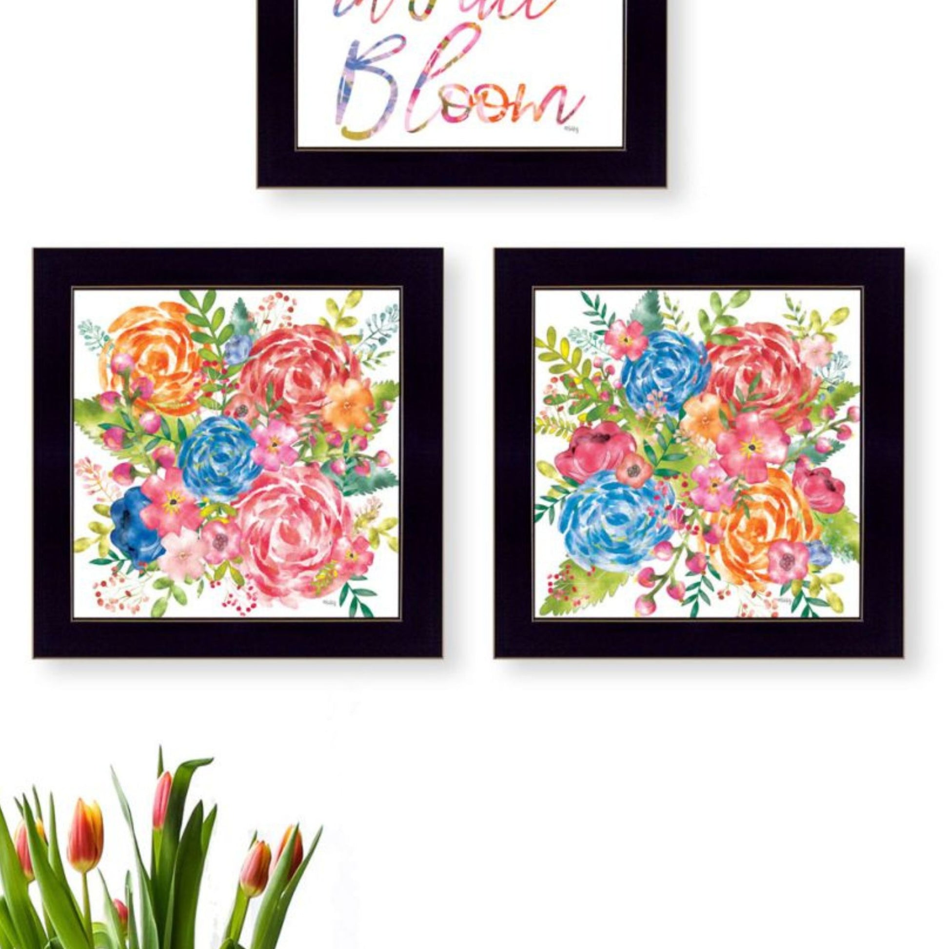 "Live Life In Full Bloom " Framed Wall Art For Living Room, Wall Art Print For Home Decor, Bedroom Wall Art By Heidi Kuntz Multicolor Wood Paper