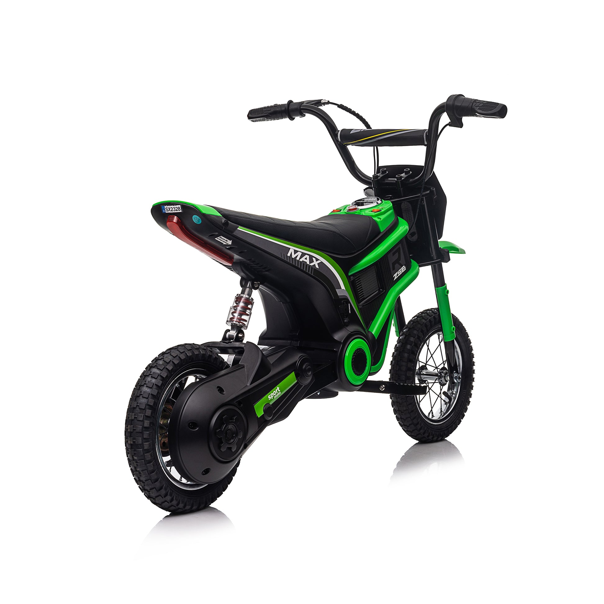 24V14Ah Kids Ride On 24V Electric Toy Motocross Motorcycle Dirt Bike Xxl Large,Speeds Up To 14.29Mph,Dual Suspension, Hand Operated Dual Brakes, Twist Grip Throttle, Authentic Motocross Bike Geometry Green Polypropylene