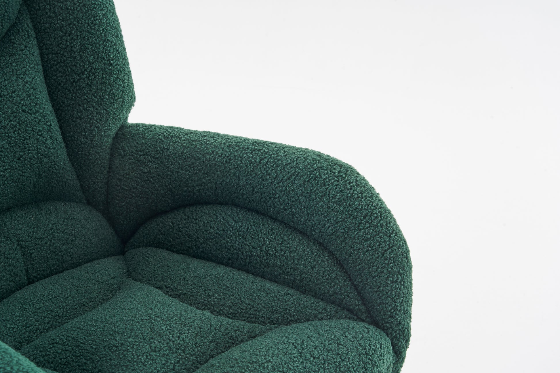 005 Teddy Fabric 360 Swivel Home Office Chair With Gold Metal Base And Universal Wheels,Green Solid Green Office Sponge Wipe Clean Modern Office Chairs Tufted Back Foam Swivel Teddy