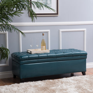 Juliana Storage Ottoman Teal Pu