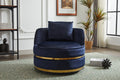 Swivel Chair, 360 Swivel Accent Chair, Barrel Chair For Living Room Bedroom Blue Velvet