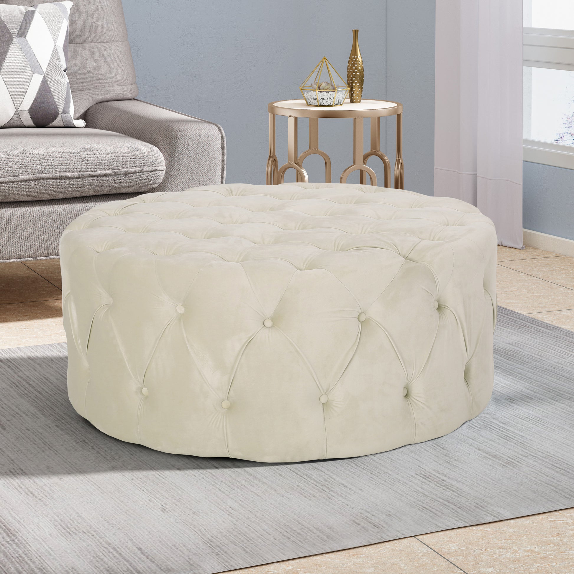 Ottoman Beige Velvet