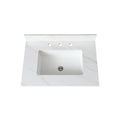 31 Inch Marble Vanity Top, White Vanity Top With Pre Drilled Faucet Holes, Bathroom Vanity Top With Undermount Rectangular Middle Sink And 4
