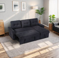 Variable Sofa Bed With Storage And Usb Charging Port Black Wood Medium Soft Foam Cotton Linen 3 Seat